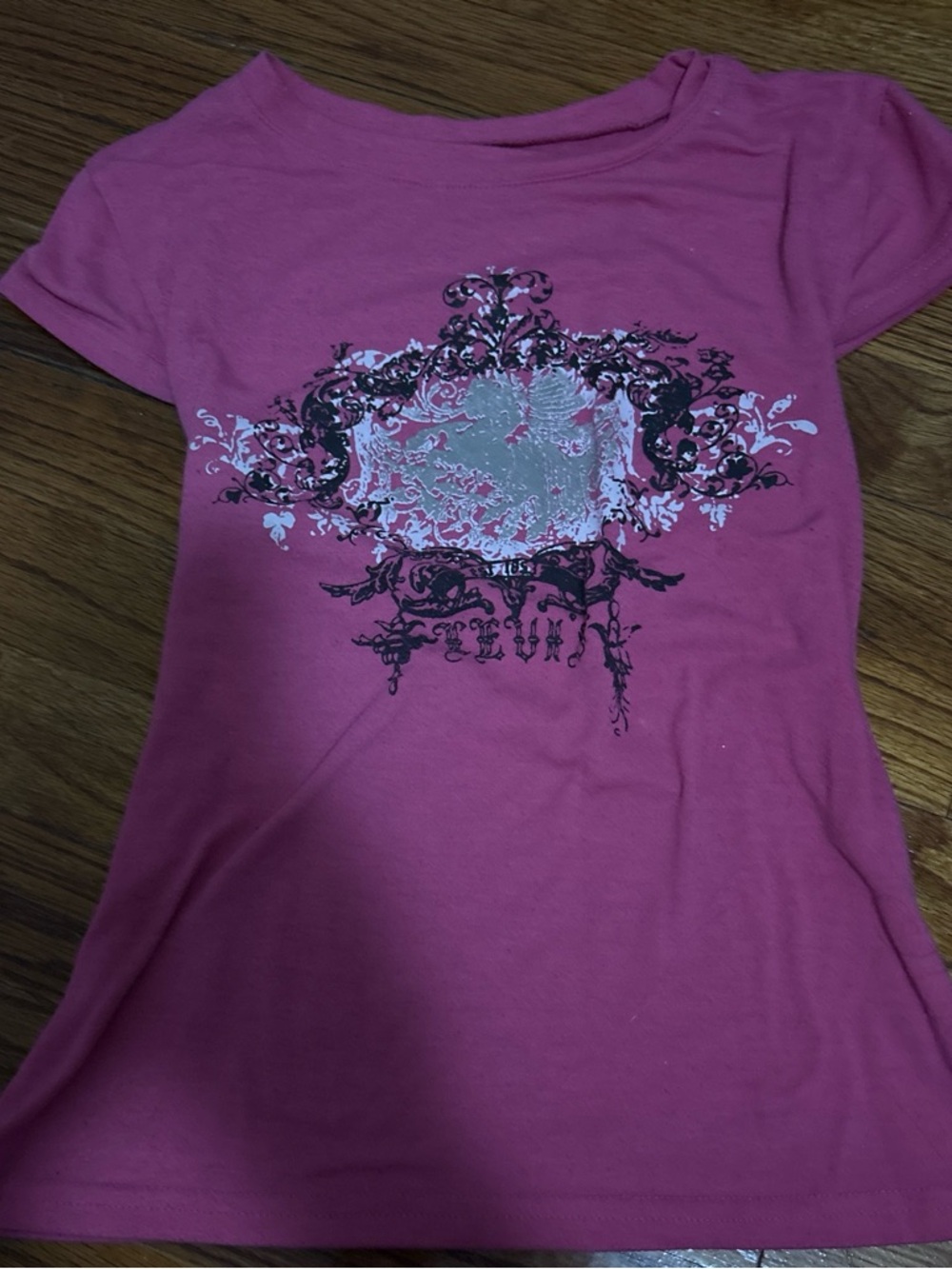 Women's Pink Graphic Short-Sleeve mcbling y2k 2000s Tee